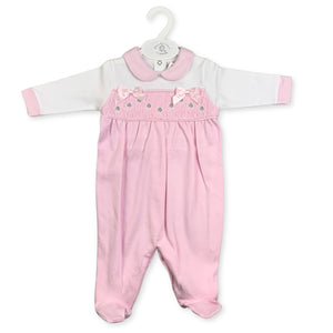 velour baby girls sleep suit