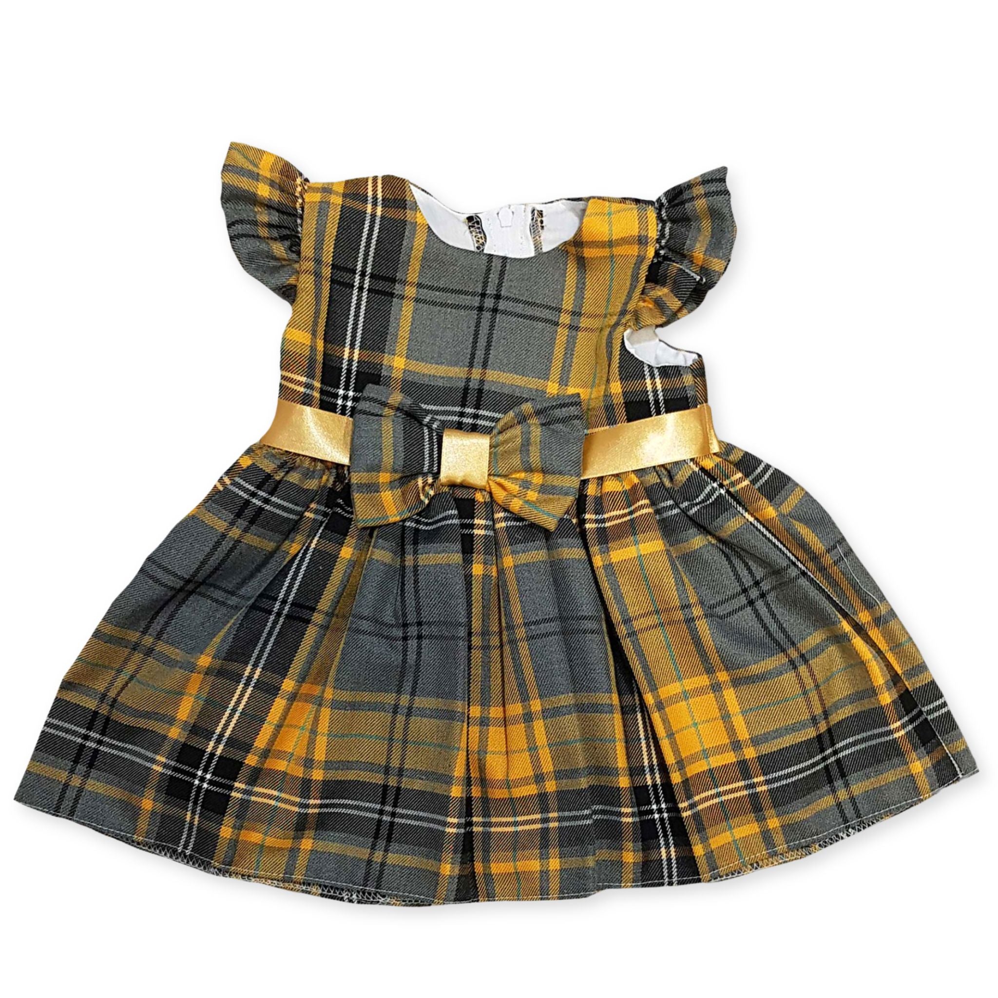 mustard tartan dress