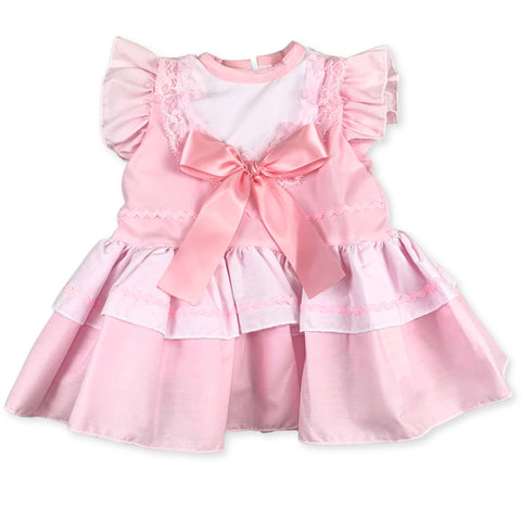 baby girl spanish style dress  pink with bows
