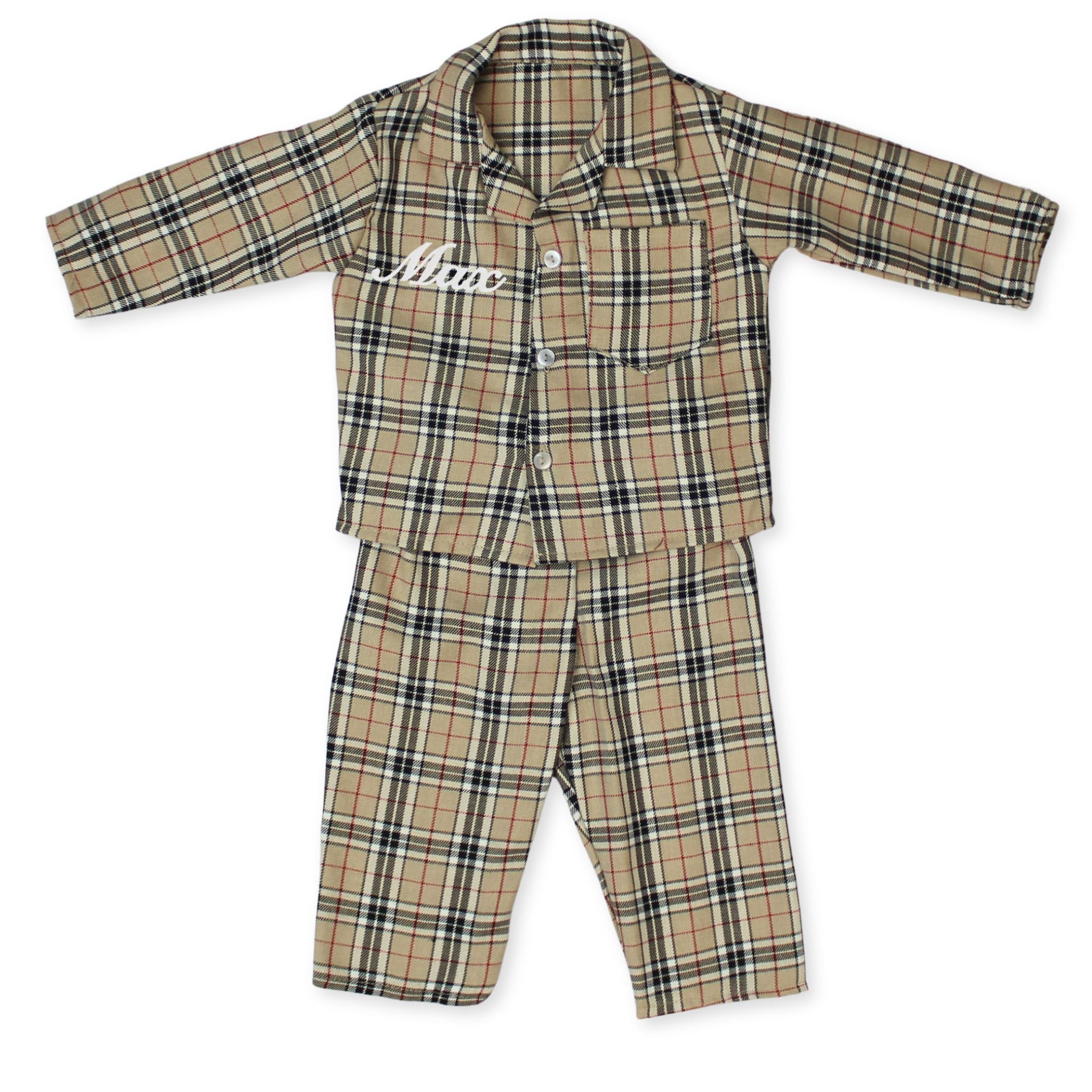 personalised children baby pjamas tartan
