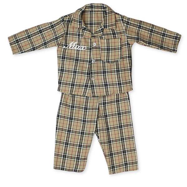 personalised children baby pjamas tartan