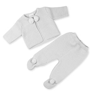 grey two piece knitted outfit