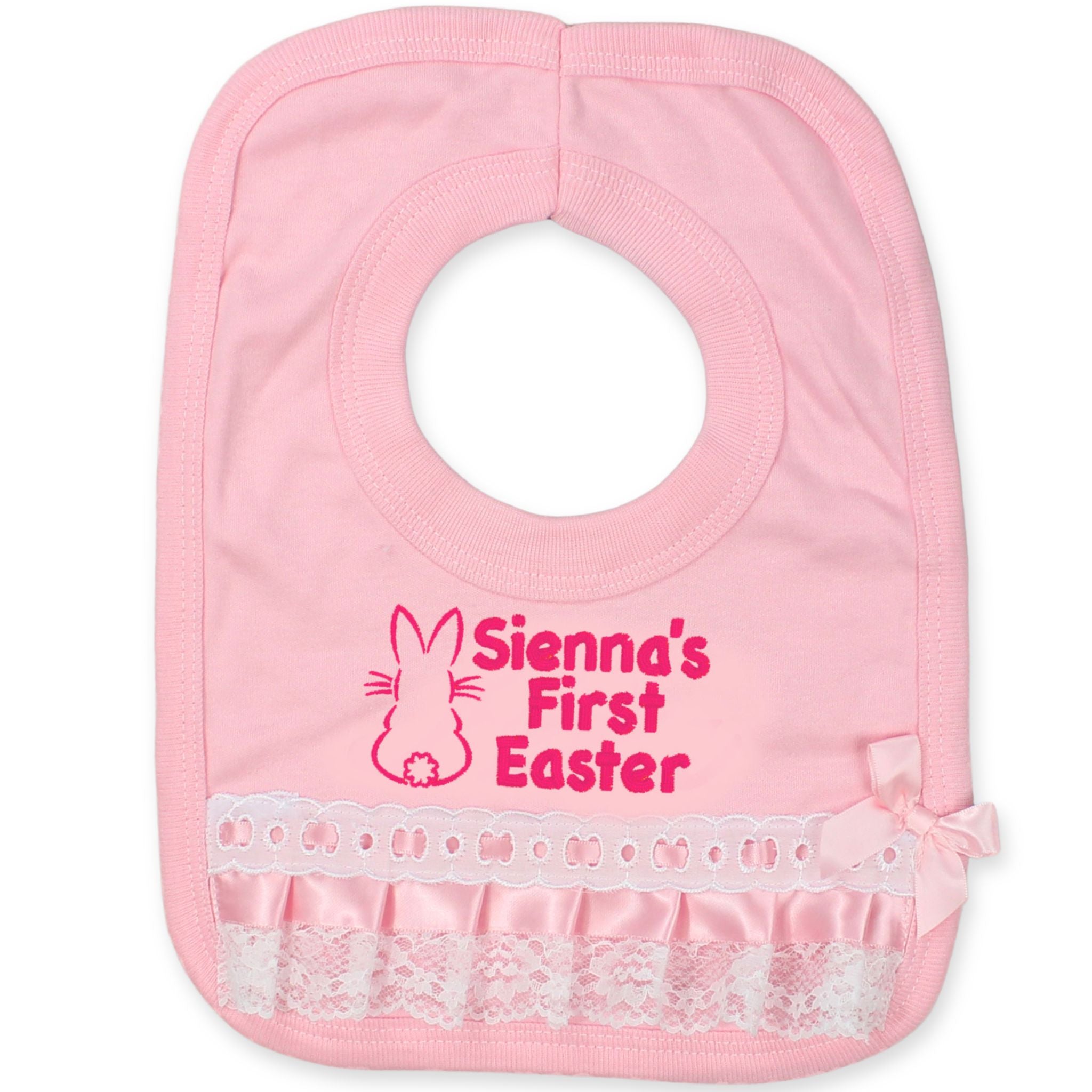 pink baby easter bib