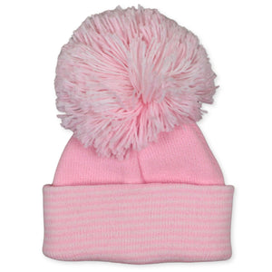 baby girls pink pom hat for winter