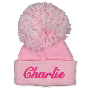 personalised pink woolly hat