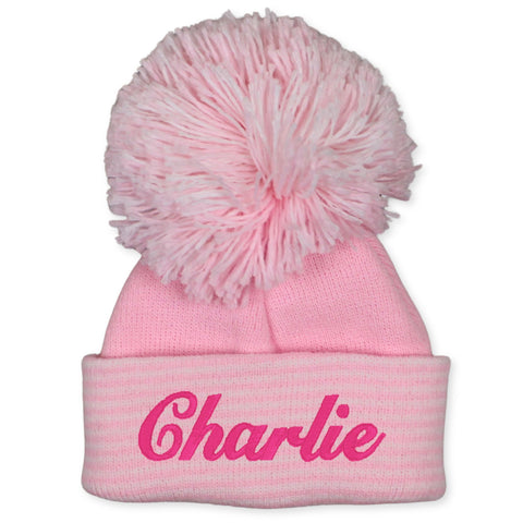 personalised pink woolly hat