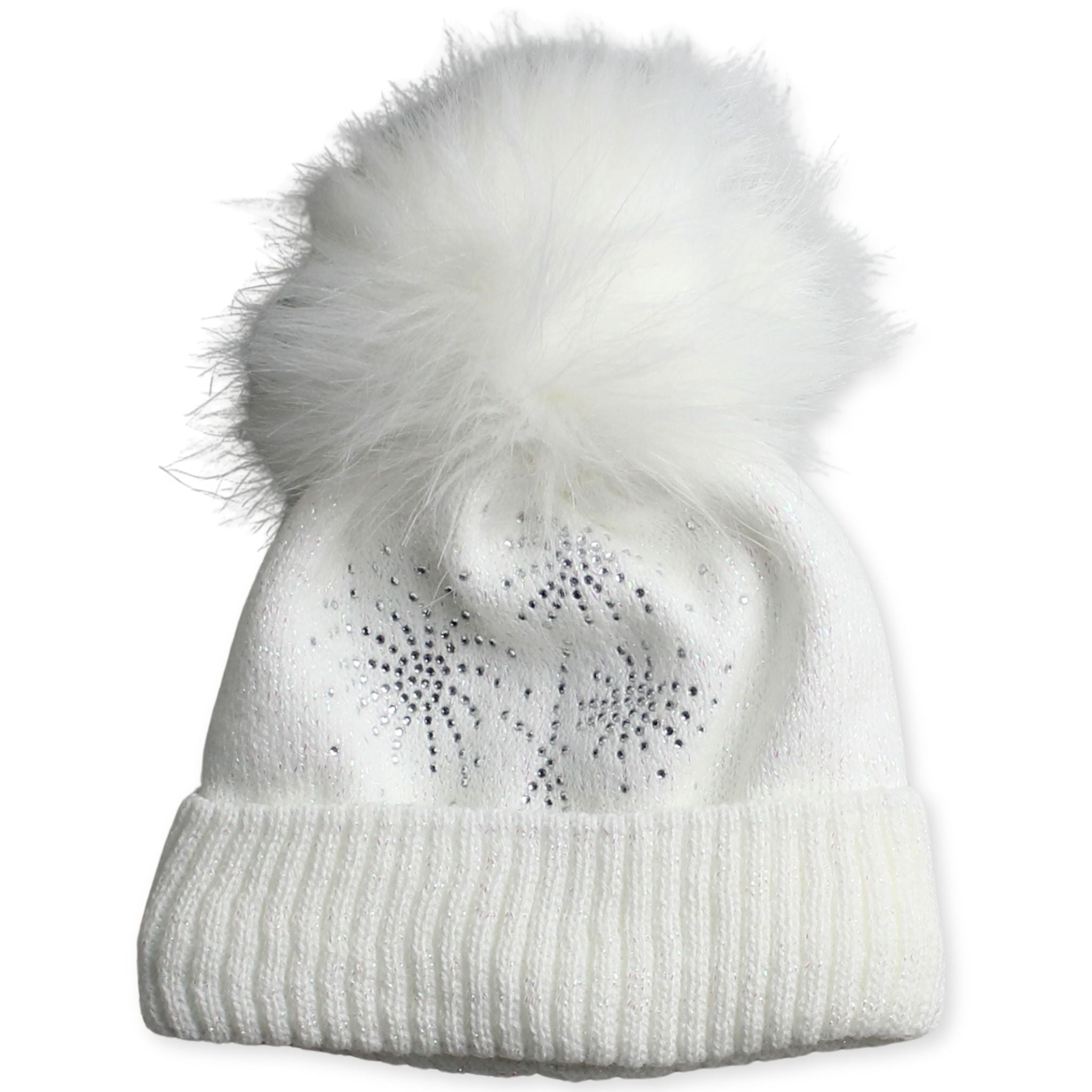 girls white pom pom hat
