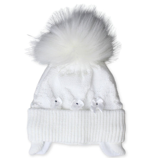girls white pom pom hat