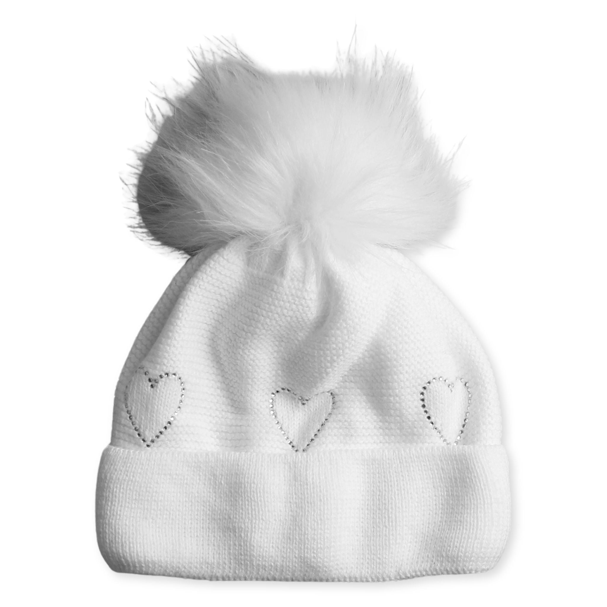 girls white pom pom hat
