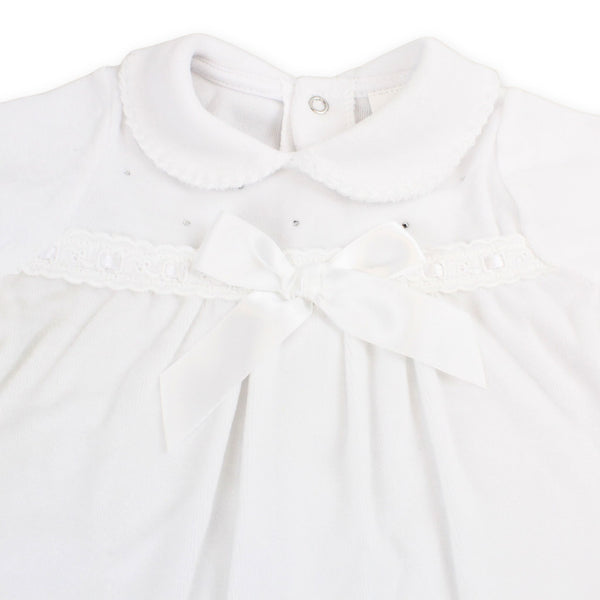 baby girls white velour suit