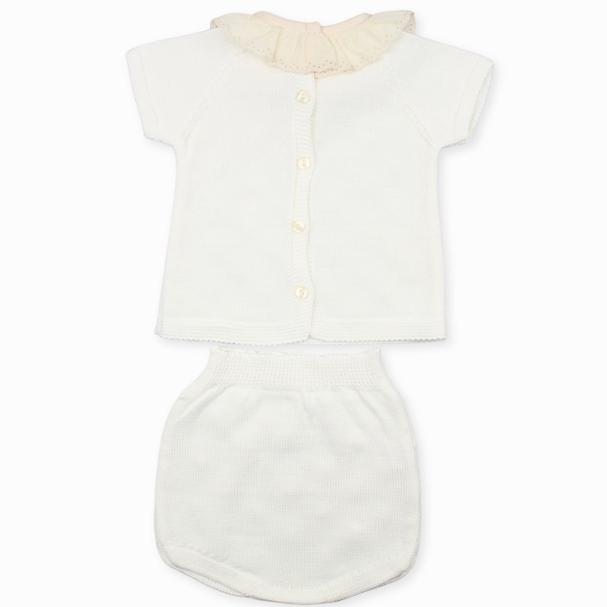 baby girls cream and beige knitted outfit