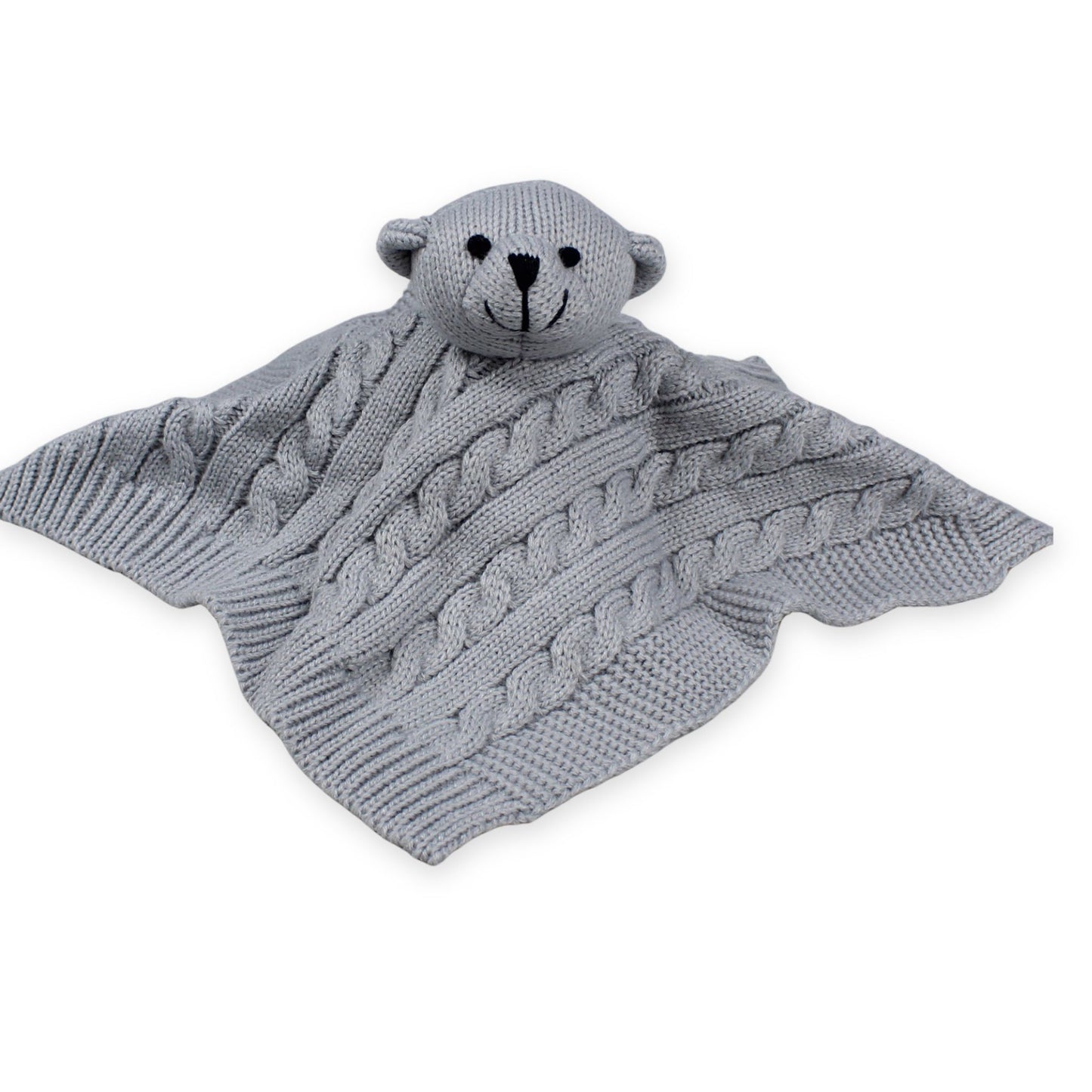 grey knitted comforter
