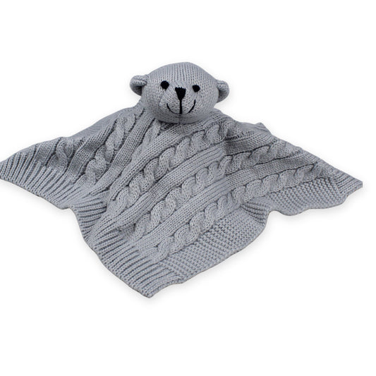grey knitted comforter
