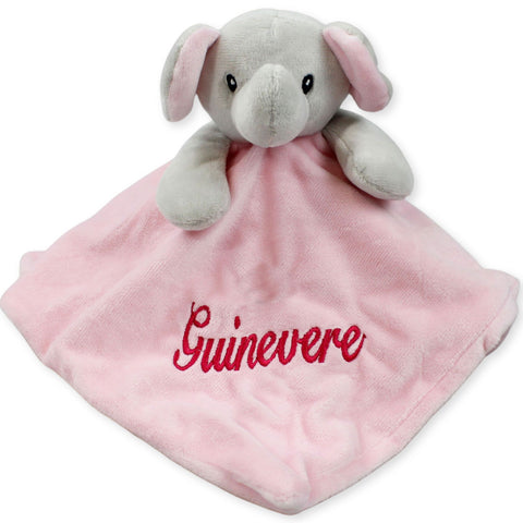 pink baby girls personalised elephant comforter