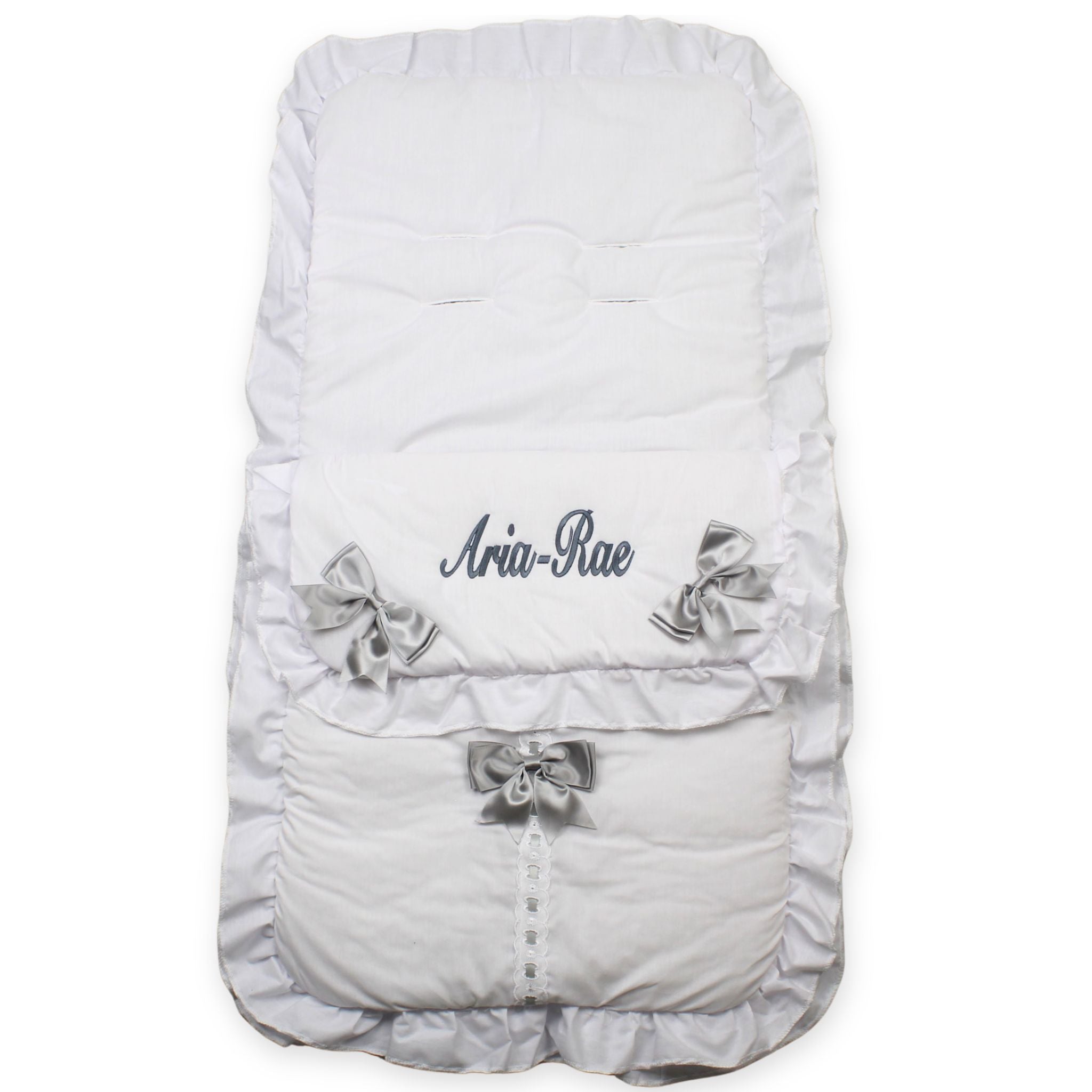 unisex baby white 3 bow white and grey cosy toes universal footmuff