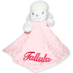 Baby Girls Lamb Comforter in Pink With Personalisation  