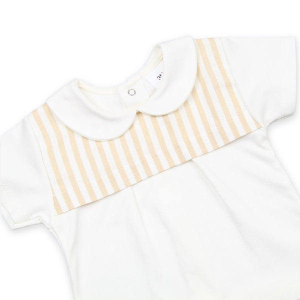 Baby Boy Beige & White Striped Two-Piece Summer Set