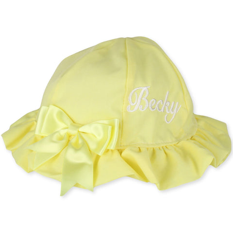 Personalised baby sun hat - sunhat lemon yellow easter