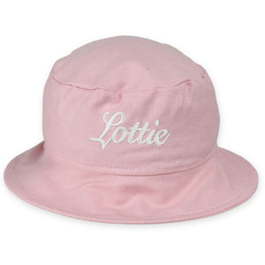 baby girls custom name bucket hat in pink sun hat