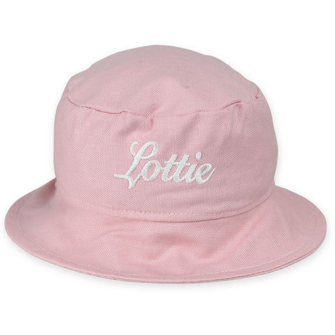 baby girls custom name bucket hat in pink sun hat