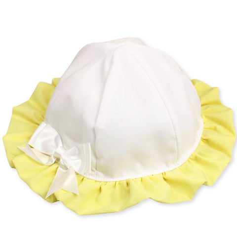 baby girl summer sun hat - sunhat white and yellow