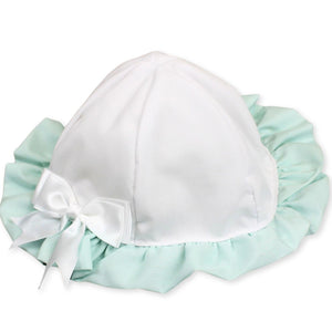 baby girl white and mint green summer sun hat - sunhat