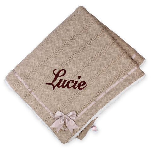 beige baby personalised blanket