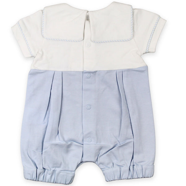 baby boys white and blue lighthouse romper