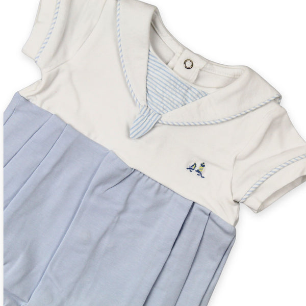 baby boys white and blue lighthouse romper