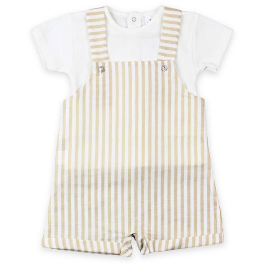 baby boys striped beige two piece outfit