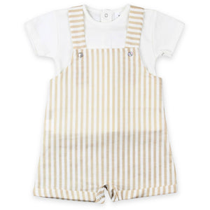 baby boys striped beige two piece outfit