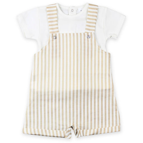 baby boys striped beige two piece outfit