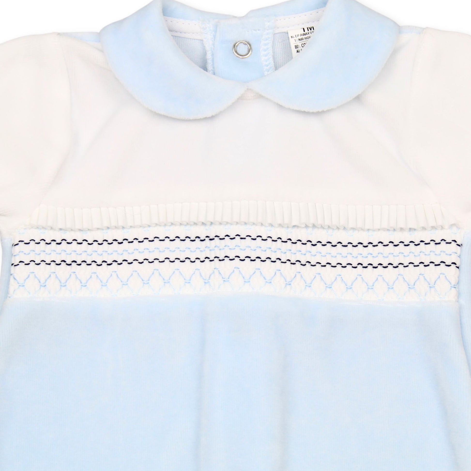 baby boys velour all in one sleepsuit