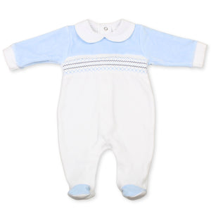 baby boys blue and white velour 