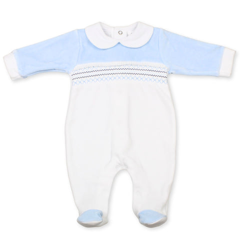 baby boys blue and white velour 