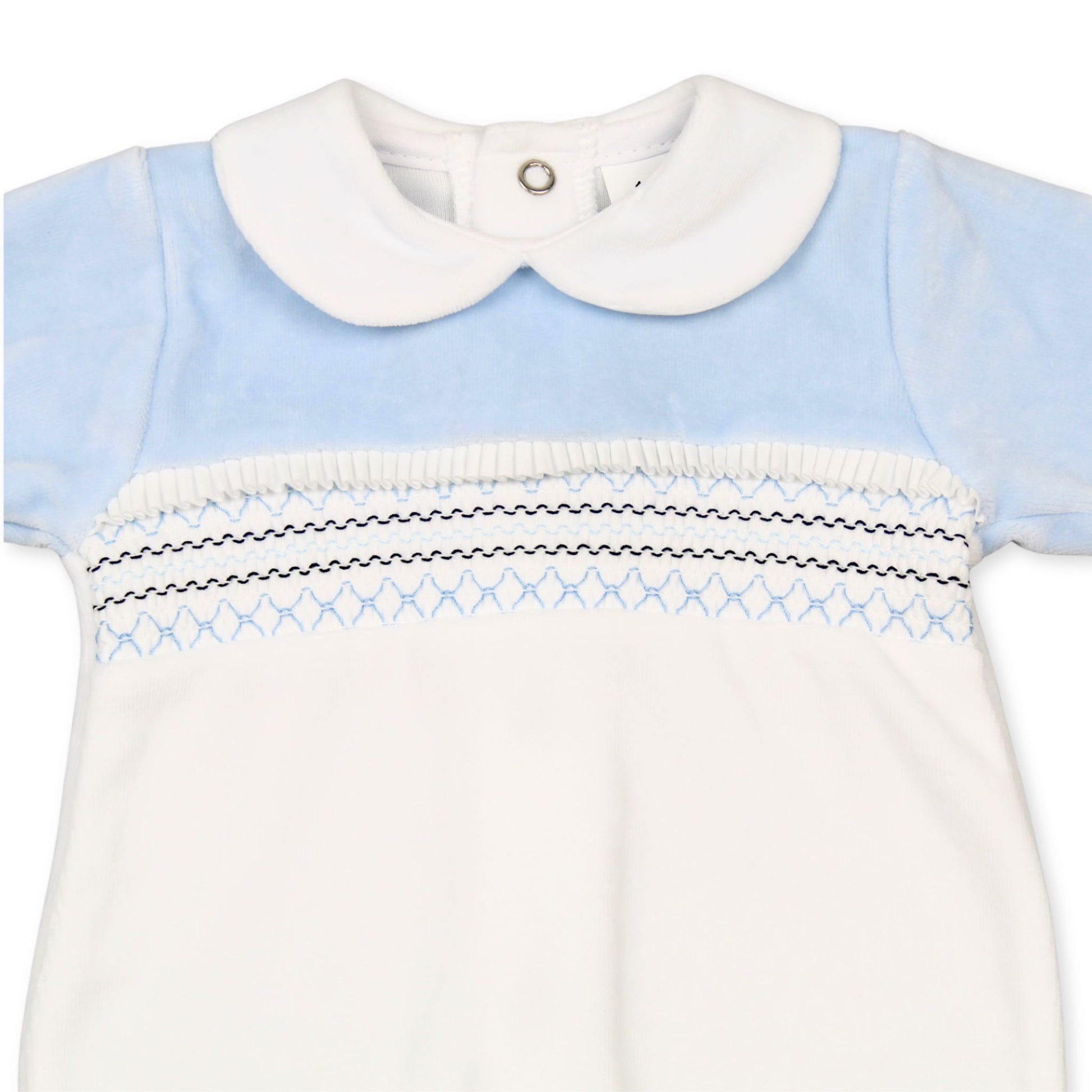 baby boys blue and white velour 