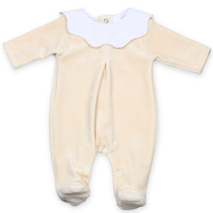 beige baby sleepsuit