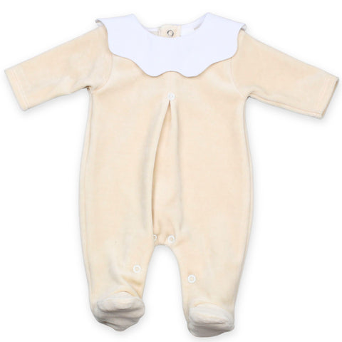 beige baby sleepsuit
