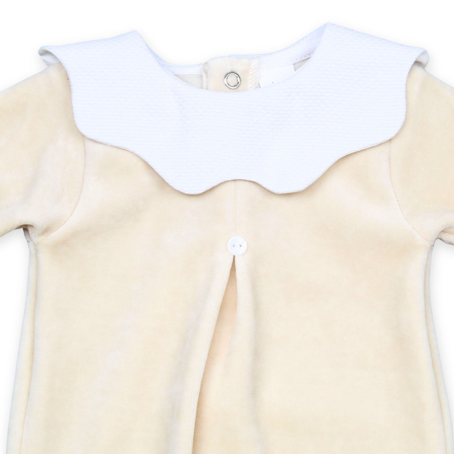 beige baby sleepsuit