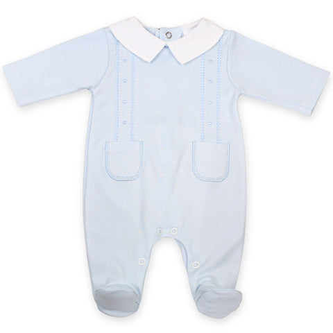 baby boys blue sleepsuit
