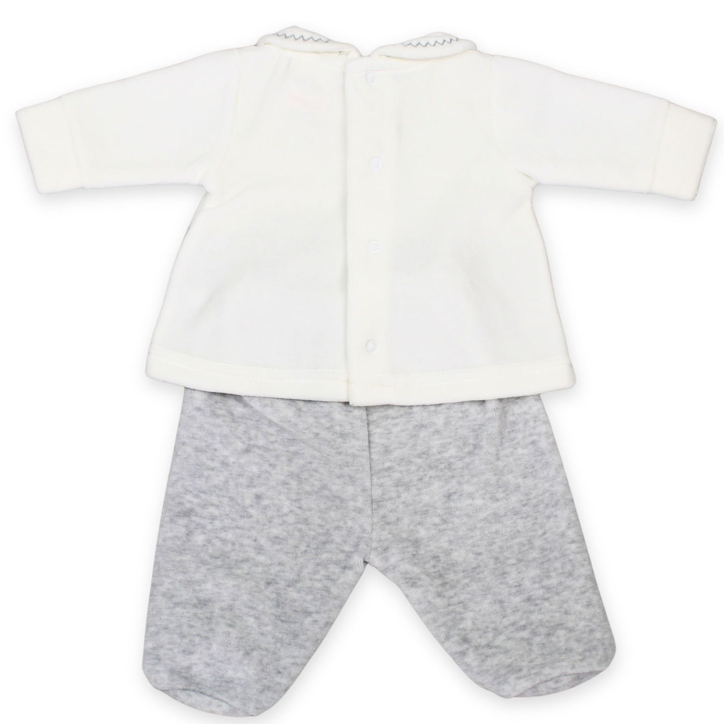 pex 2 piece velour set baby in grey with teddy bears