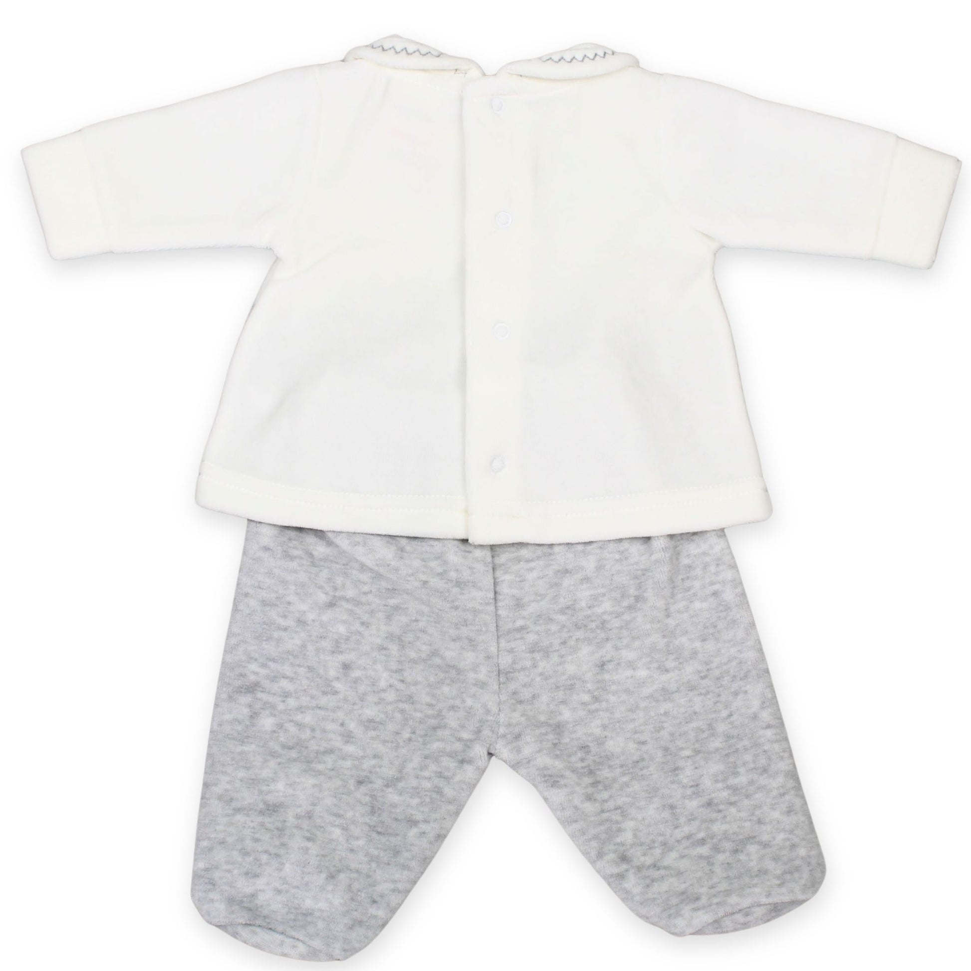 pex 2 piece velour set baby in grey with teddy bears