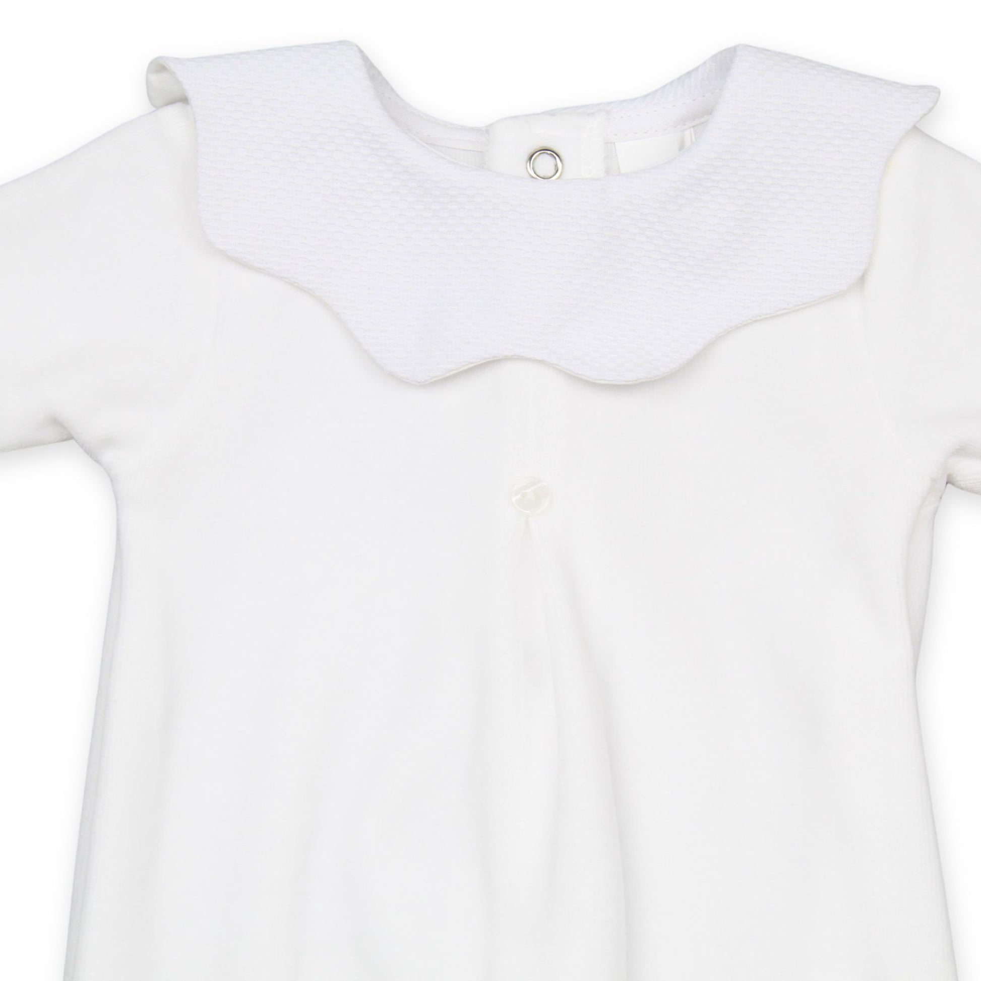 Baby Cotton Scallop Collar Sleepsuit - White
