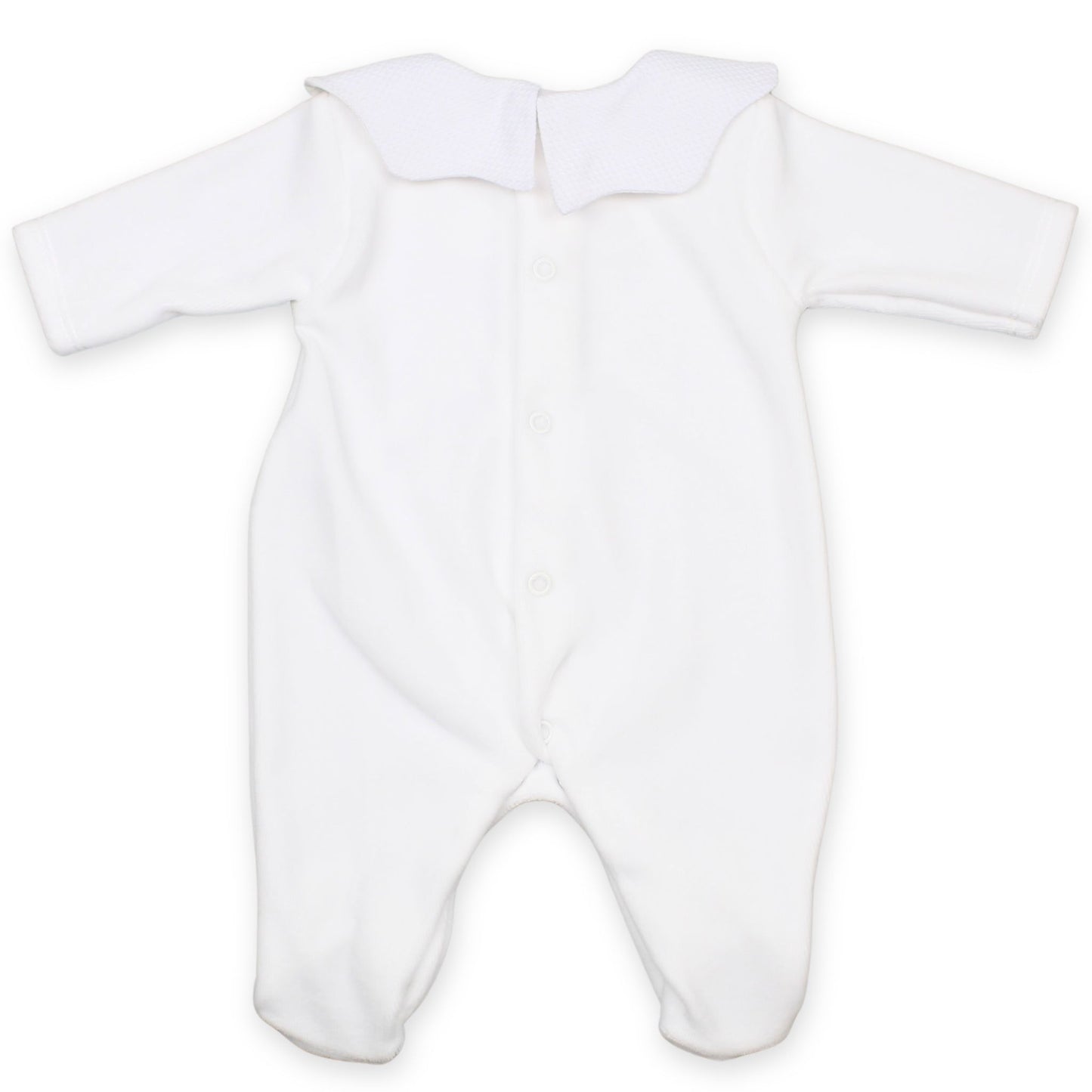 Baby Cotton Scallop Collar Sleepsuit - White
