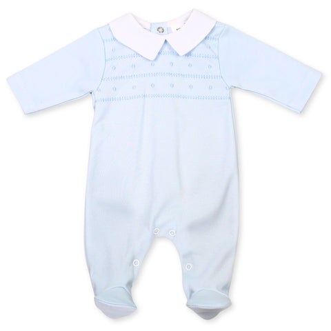 baby boys blue sleepsuit
