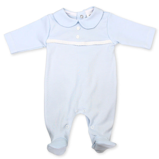 baby boys blue cotton sleepsuit