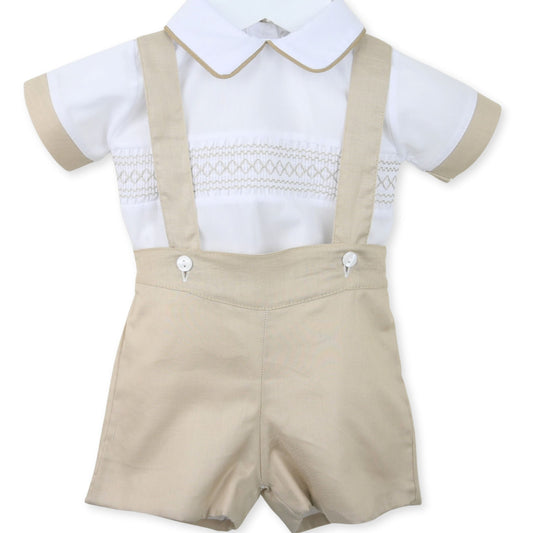 baby boys two piece beige outfit summer pex