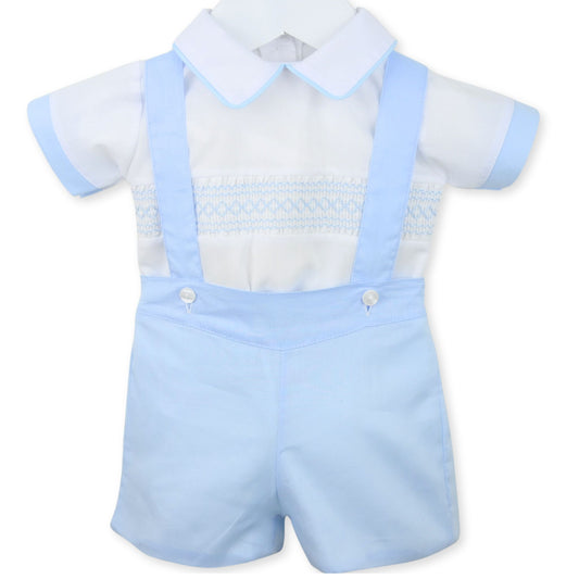 baby boys two piece summer blue and white outfit by pex