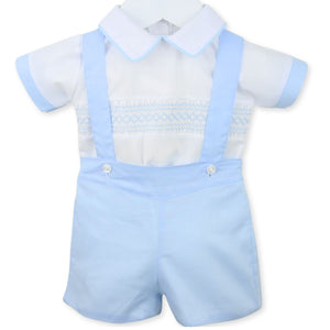 baby boys two piece summer blue and white outfit by pex