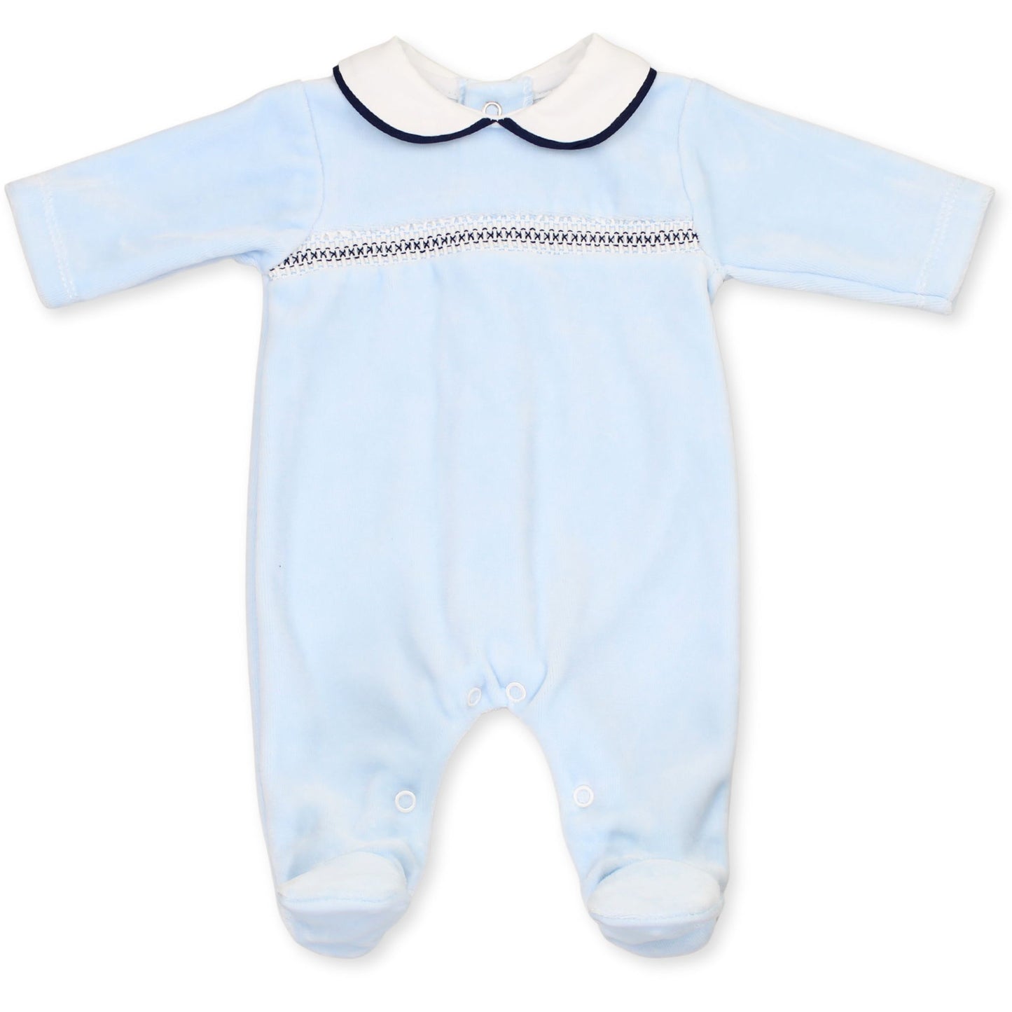 baby boys velour sleepsuit